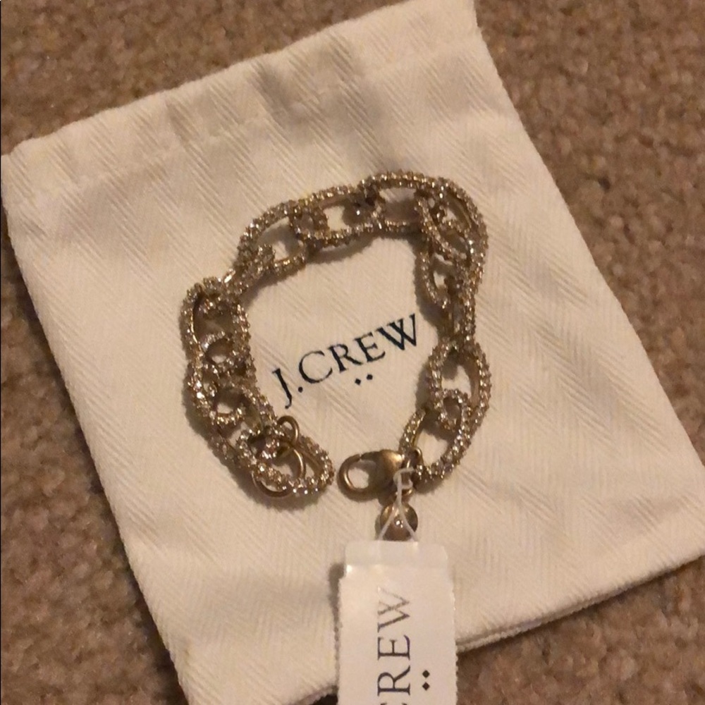 J. Crew NWT chain link pave bracelet gold
